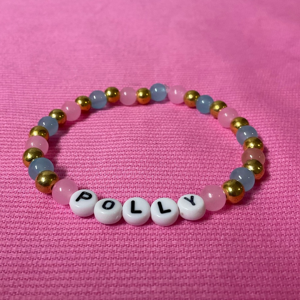 Pink and Gold Handmade Beaded Bracelet